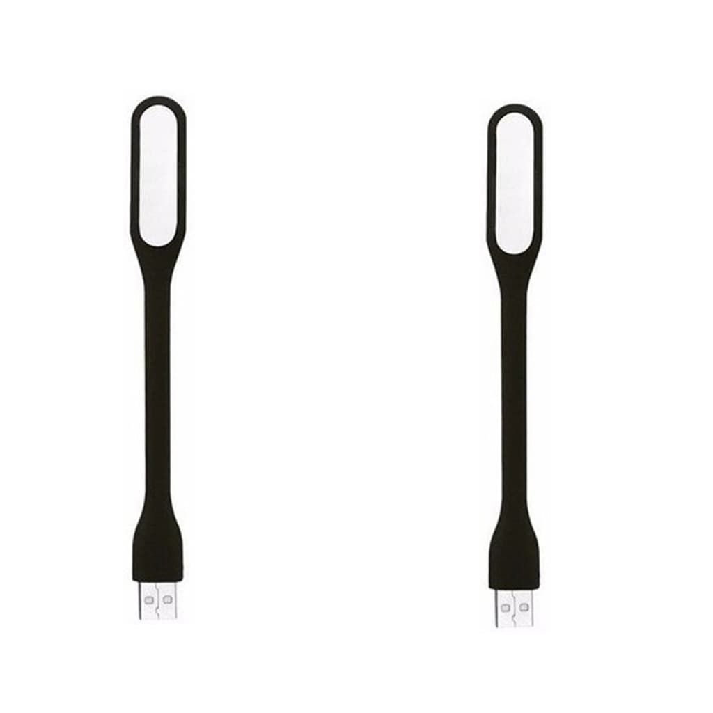 Kit 2 Unidades Mini Luminária Led Luz Usb Flexível Portável Para Laptops Preta
