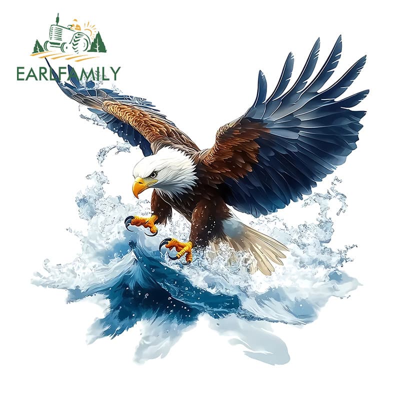 EARLFAMILY Águia Com Onda Adesivos De Carro Personalidade Divertido À Prova De Riscos Decalques Dwaterproof Água Adequad