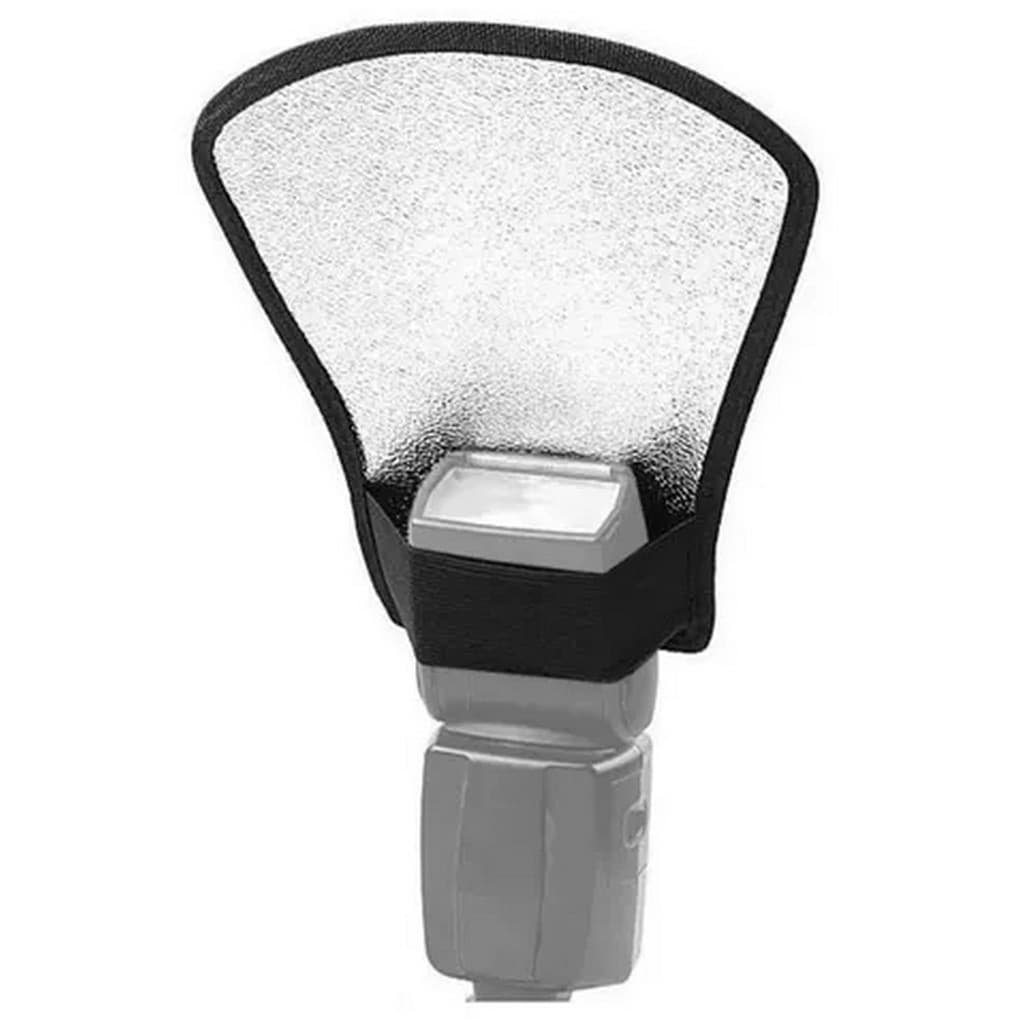 Rebatedor Difusor Flash Canon Nikon 2 Em 1 Branco Prata