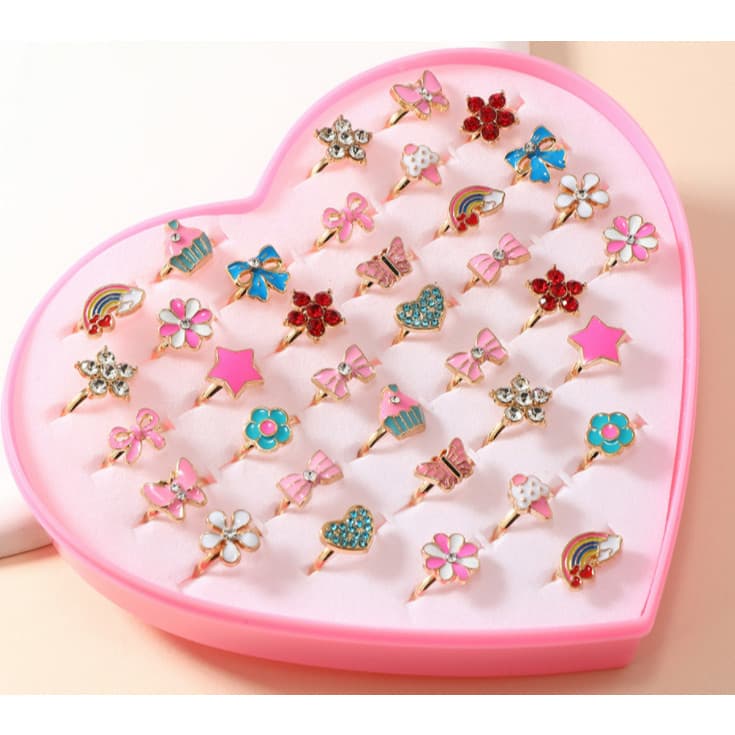 Kit 6-36 Unidades Anéis Sortidos Ajustáveis Menina