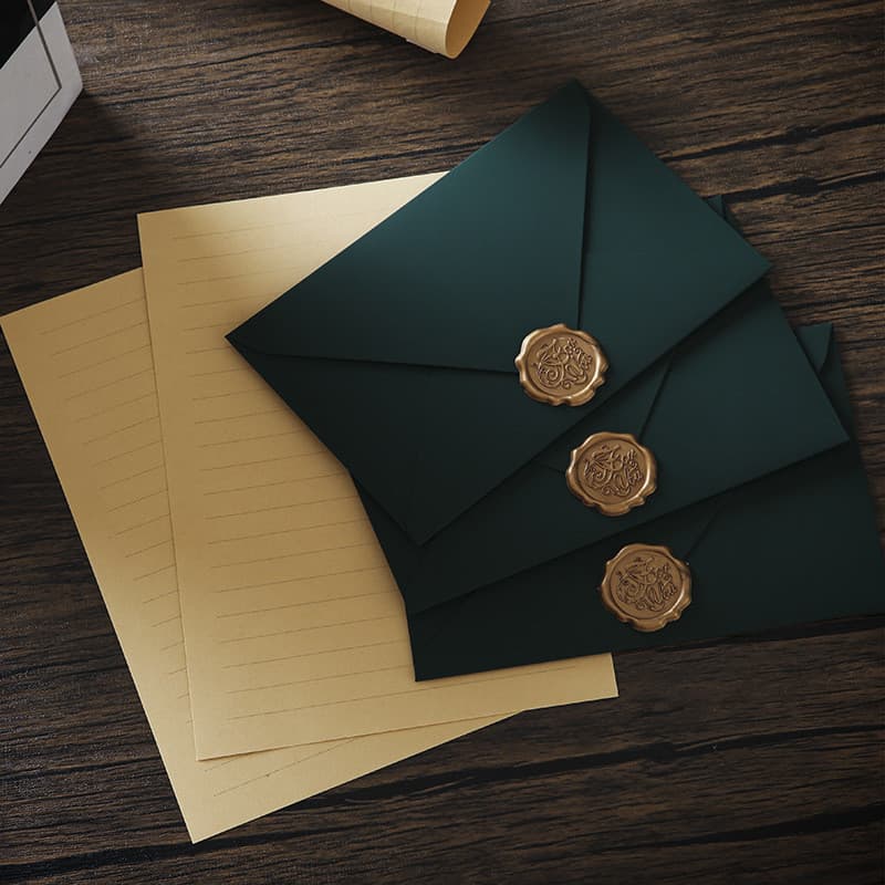 Envelope Clássico De Papel Kraft Verde Escuro Espessado Vintage Carta