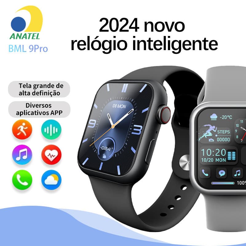 2025 New Smartwatch 9 Pro Series NFC Calculadora Cardíaca Monitoramento Da Frequência Relógio Inteligente Digital