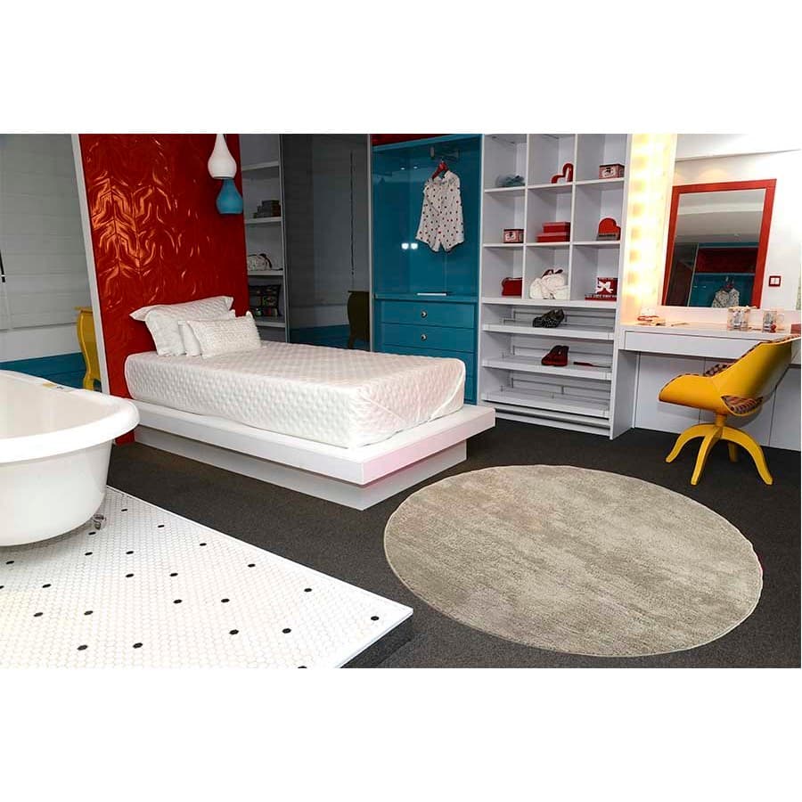 Tapete Redondo 1,00m  Quarto Sala Escritório Pelo Macio Antiderrapante peludo