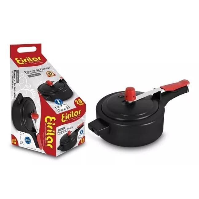 Panela De Pressão Pequena 2 Litros Polida/Eiriflon/Bordô Eirilar - Com Haste Limpadora