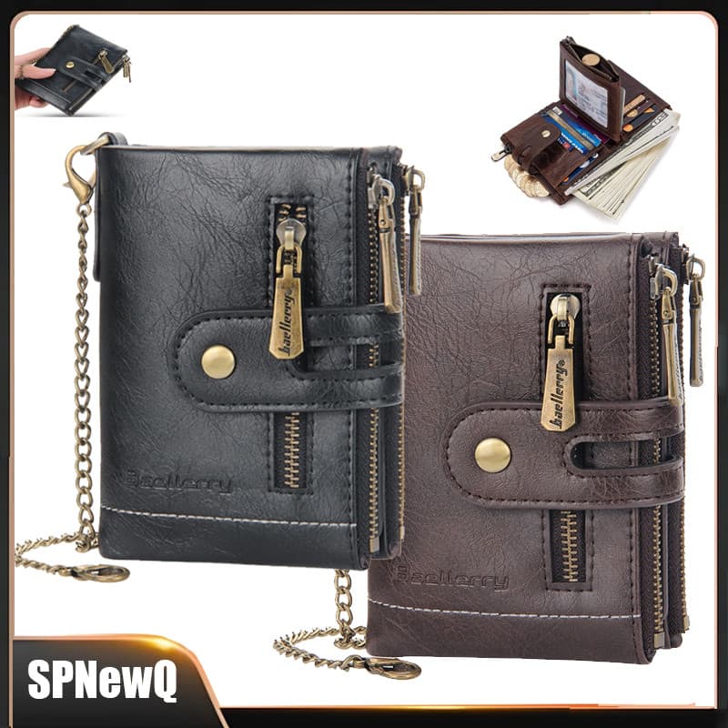 Carteira Masculina Couro Com Corrente Masculina Feminina Anti-roubo Alta Qualidade