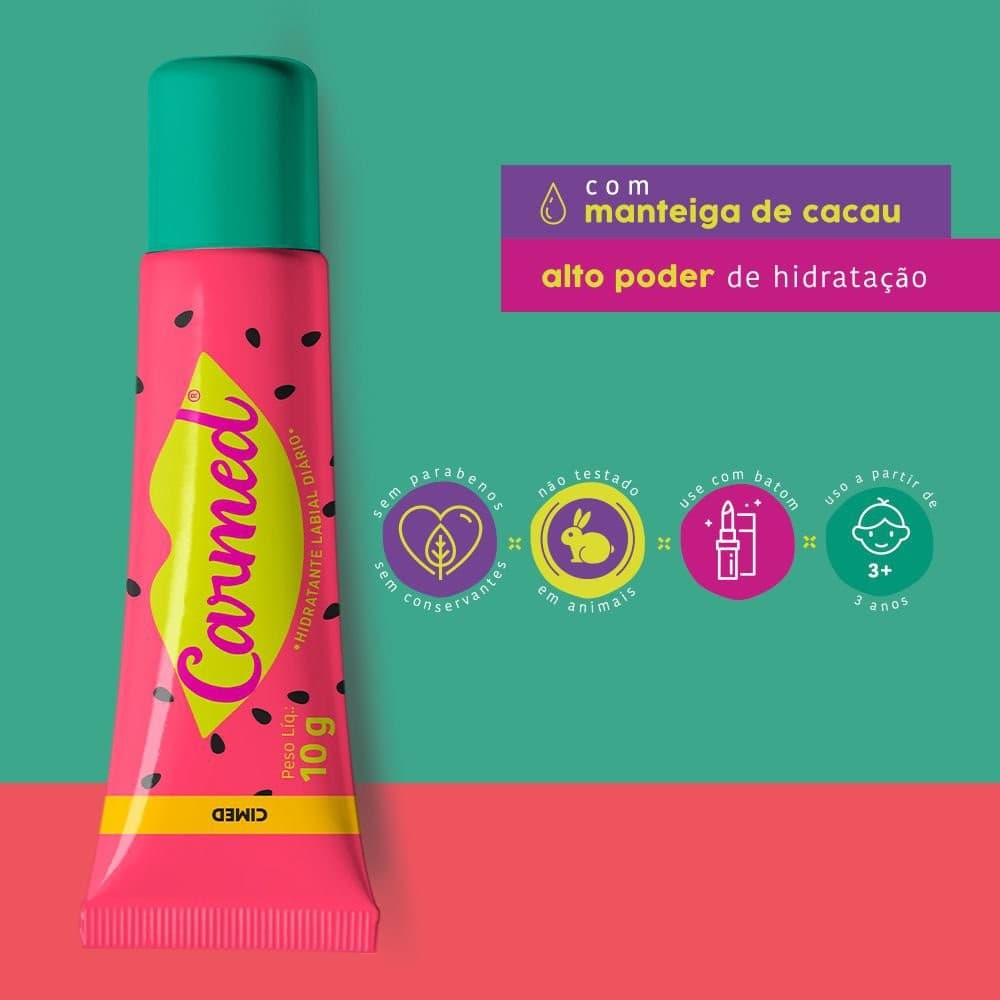 Carmed Melancia Hidratante Labial Incolor Alto Poder De Hidratação 10g