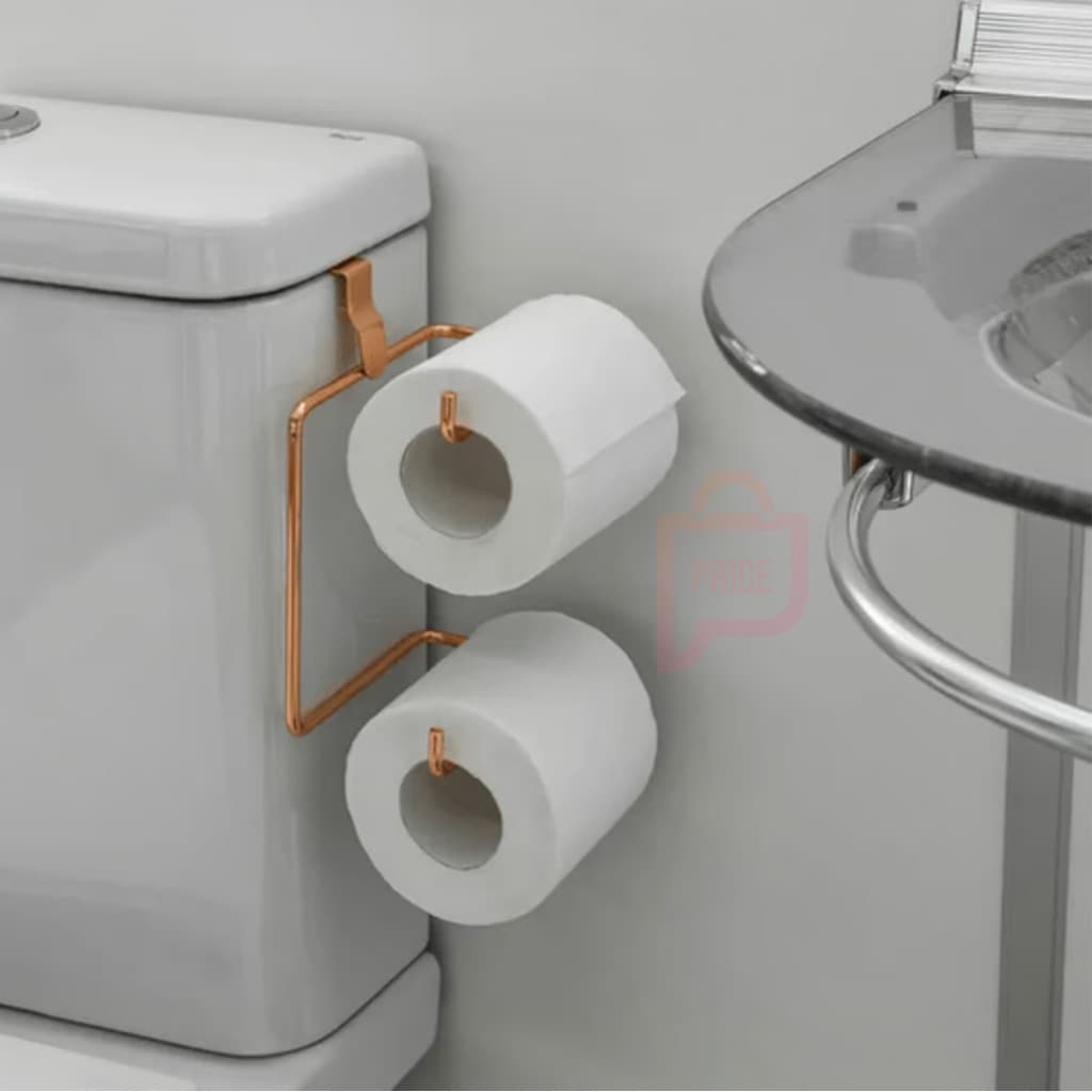 Suporte  Porta Papel Higienico Aramado Duplo Para Caixa Acoplada Rose