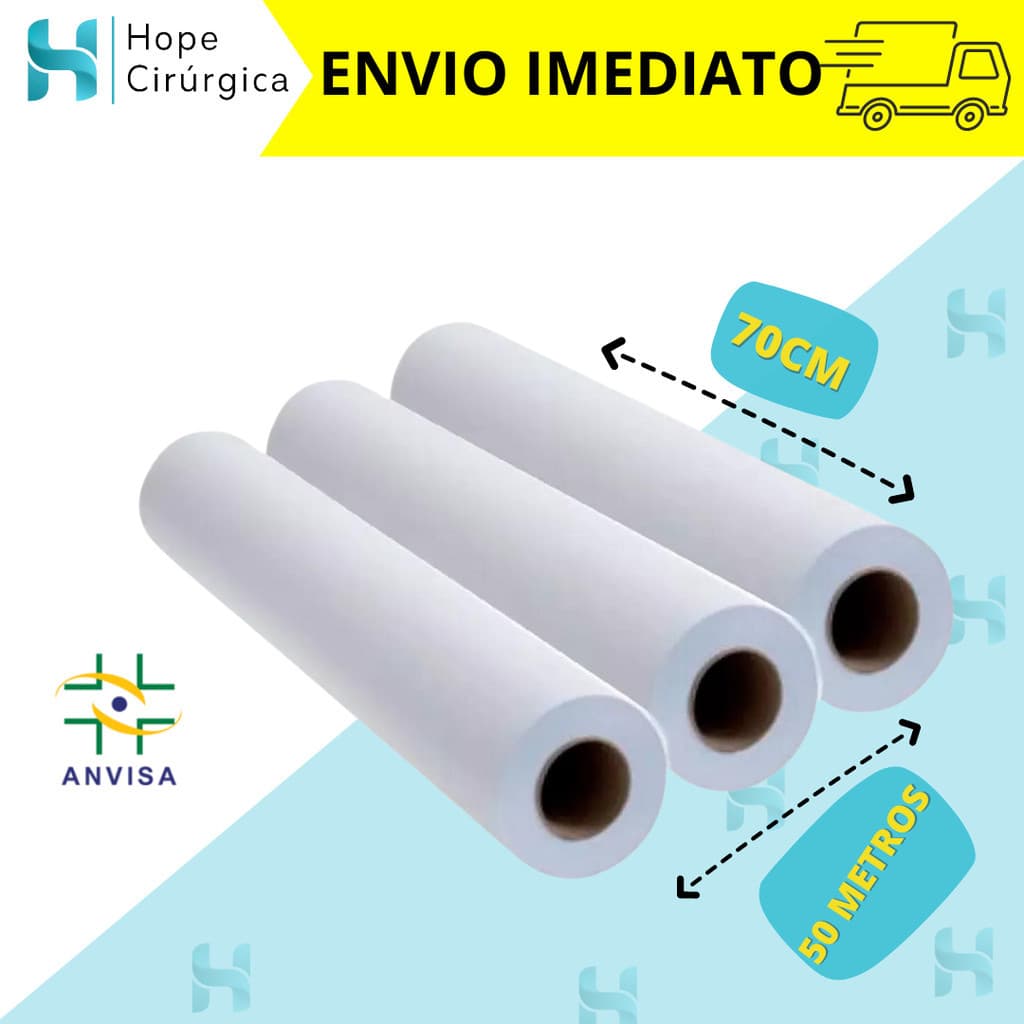 Lençóis Descartável - Papel Hospitalar para Maca 70x50 - 100% Celulose