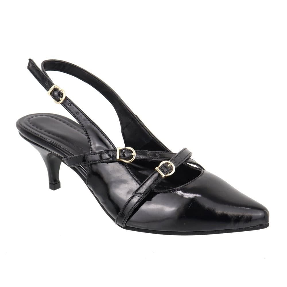 Sapato Social Scarpin Feminino Napa Preta Salto Baixo Fino 6030 PROMOÇÃO