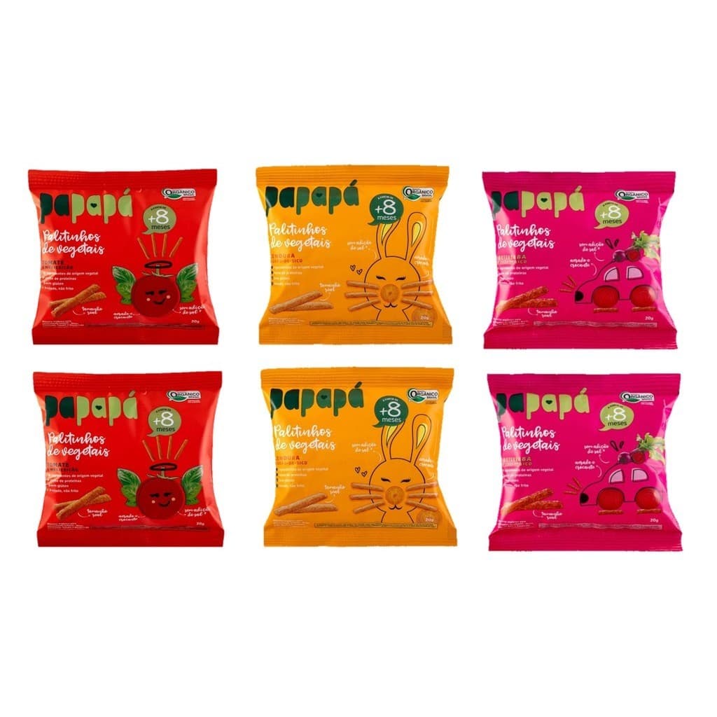 Palitinho De Vegetais Para Bebe Kit 6 Pacotes Lanchinho Bebe