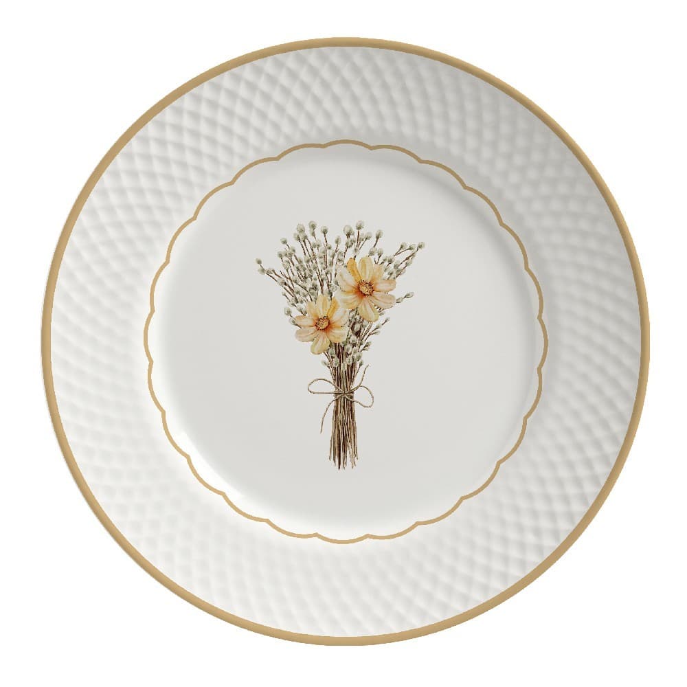 Jogo de Pratos Raso Huppert Páscoa Alleanza com 6 Pçs