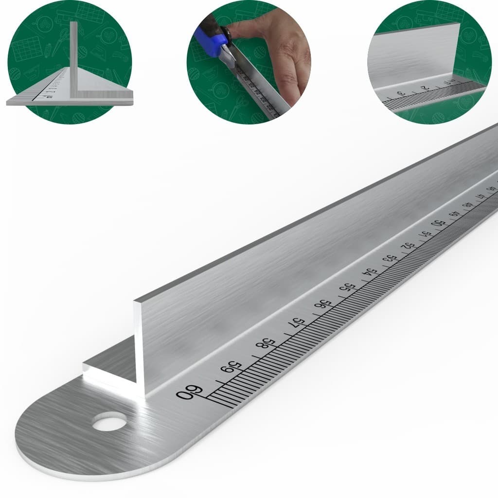 Régua de Metal Com Proteção Para Dedos 60cm Aço Inoxidável