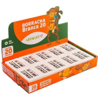 Kit 20 Unidades Borracha Branca Escolar N°20/40/60 Leo&Leo