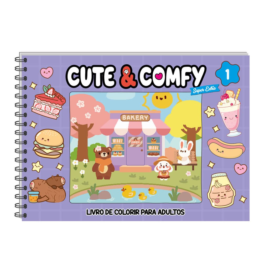 Cute & Comfy Super Extra Edição 01 - Livro de Colorir Adulto - Capa Dura Holográfica