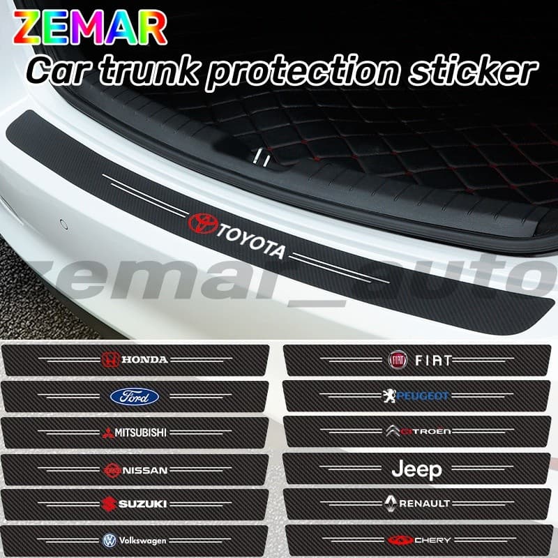 1Pc Adesivo De Porta-Malas De Carro De Fibra De Carbono Protetor De Tiras De Limiar Automático Moda Anti-Arranhões Acess