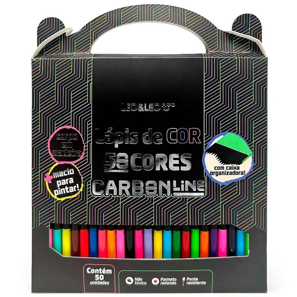 Lapis De Cor 50 Cores Carbon line Soft Macio Leonora Marcação Colorido Profissional