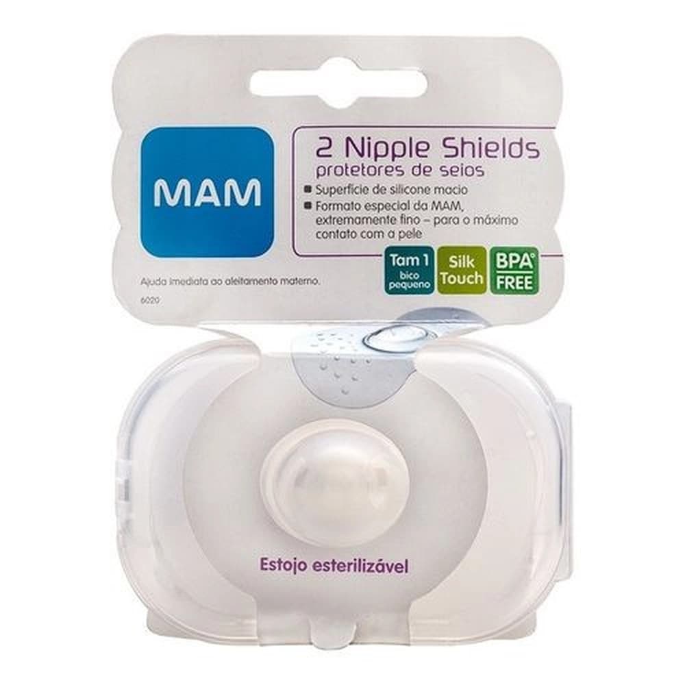 PROTETOR PARA SEIOS MAM NIPPLE SHIELDS COM ESTOJO PARA ARMAZENAMENTO - TAM 1 REGULAR
