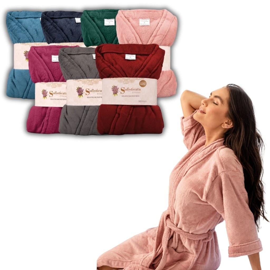 Roupão Unissex Microfibra Sofisticata Kimono Super Fofinho Diversas Cores Manga Curta Roupao De Luxo Imperdivel