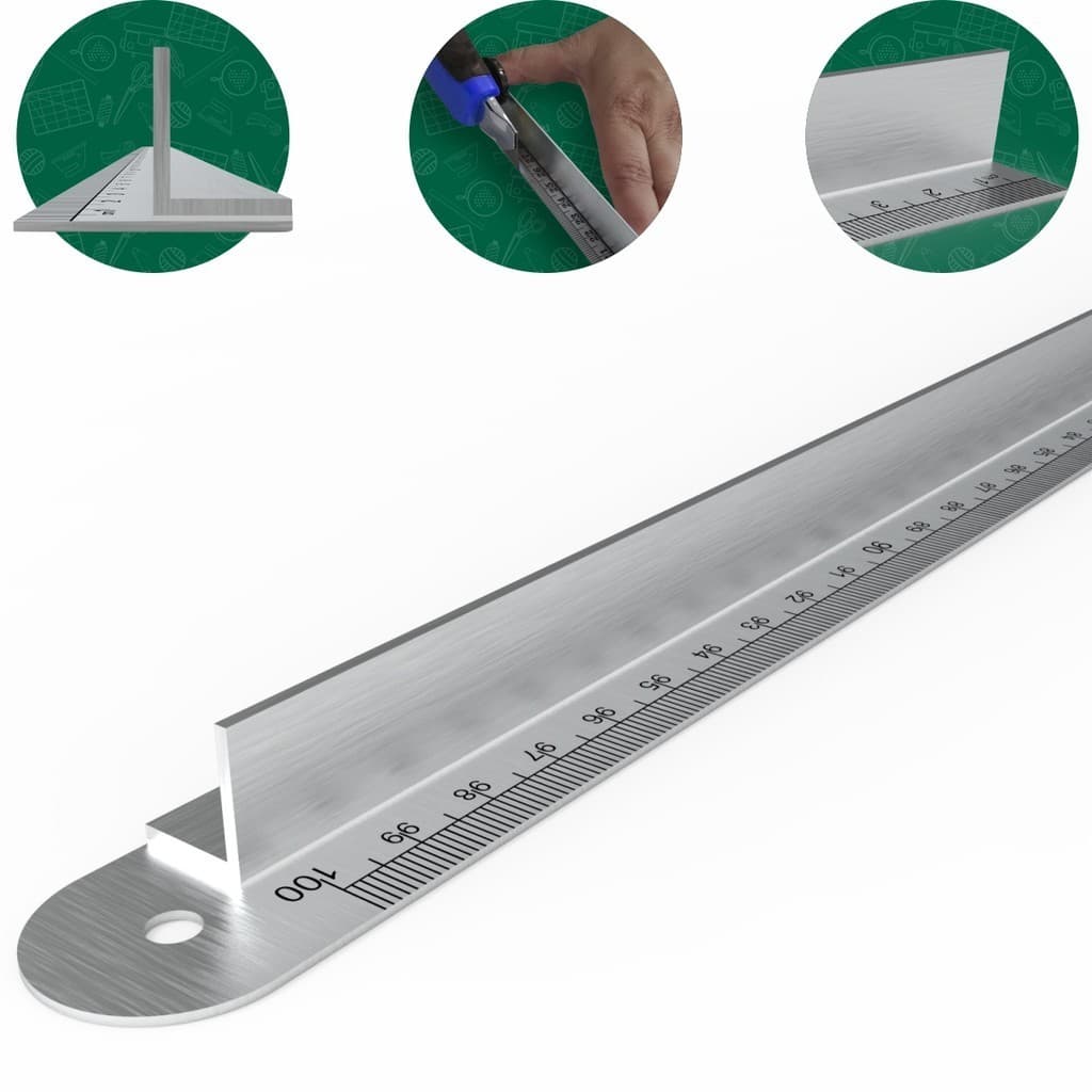 Régua de Metal Com Proteção Para Dedos 100cm Aço Inoxidável
