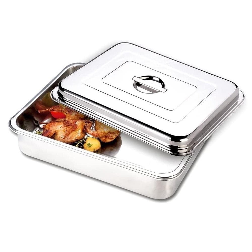Travessa Assadeira Aço Inox 39x31cm Cromado Gourmet Caseiro