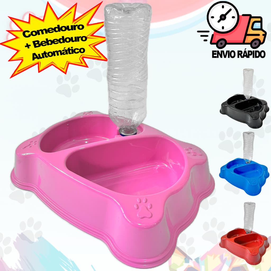 Comedouro Com Bebedouro Automático Cachorro Gato Pote
