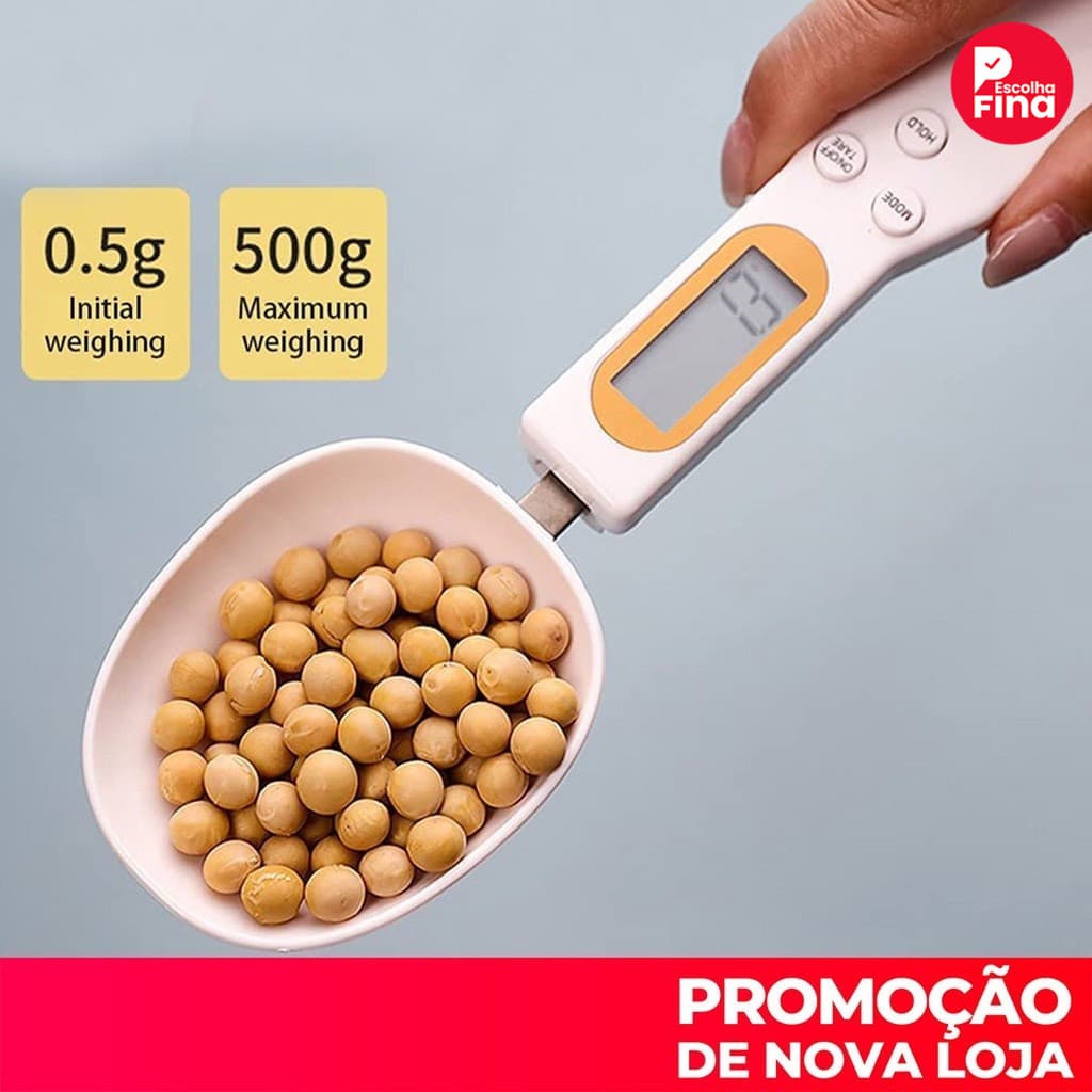 Colher Digital Medidora 500g 01g Tela LCD Iluminada para Farinha e Líquidos