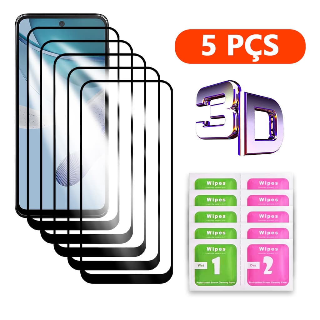 Kit 5 Película 3D Vidro Temperado Para Todos Motorola  Moto G84 G54 G34 G24 G14 G04 G73 G53 G23 G13 G30 G20 G10
