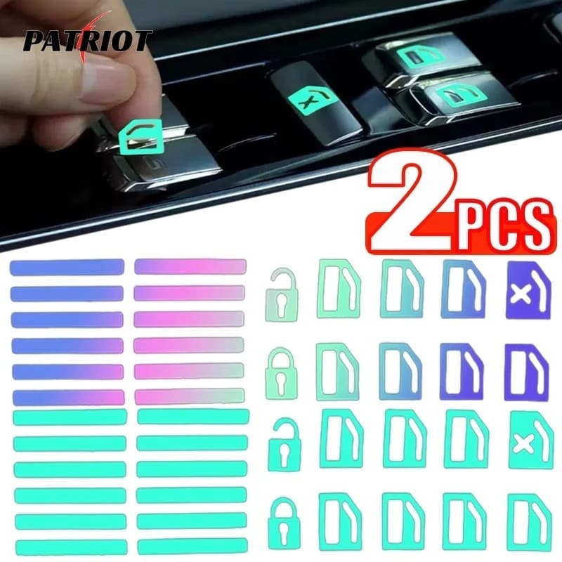 [PATRIO] 1/2pcs Novos Adesivos Coloridos Com Botões Luminosos Para Carros Decalques Interruptor De Elevação De Janela Internos Adequados Vários Modelos