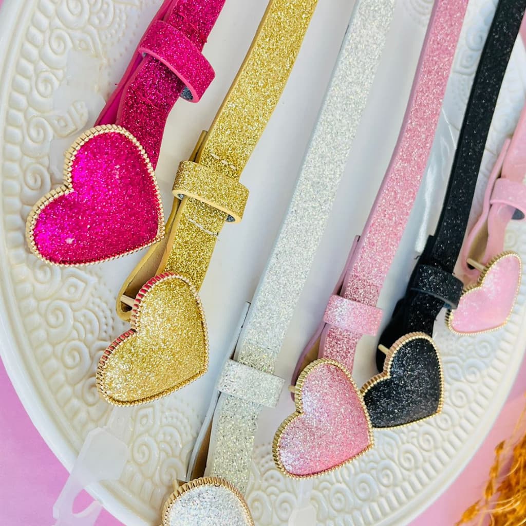 Cinto Infantil / Cinto Coração / Cinto Com Brilho / Cinto Brilhoso Infantil CH