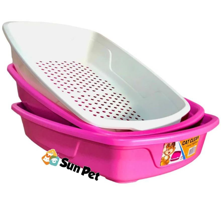 Caixa de Areia para Gato Bandeja Higiênica Furba Sanitária Areia Gatos Cat Clean com 3 Peças