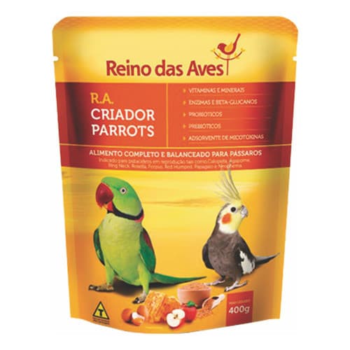 Farinhada Para Calopsita Agaporne Ring Neck Papagaio RA Criador Parrots 400g - Reino Das Aves