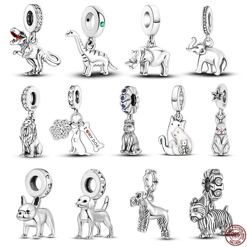 Original charme pingente S925 prata esterlina série Animal adequado para Original 3mm pulseira diy jóias presente