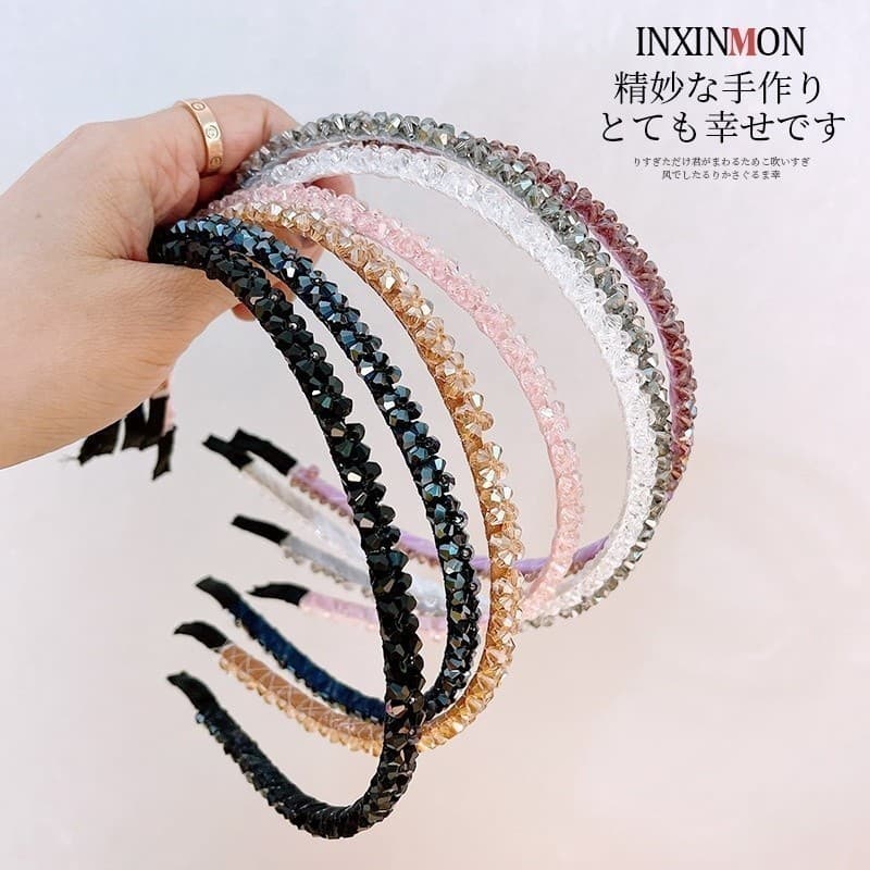 Arco/Tiara Com Flores de Contas de Cristal Coloridas Fina/Delicada/Fashion/Acessórios de Cabeça - WL