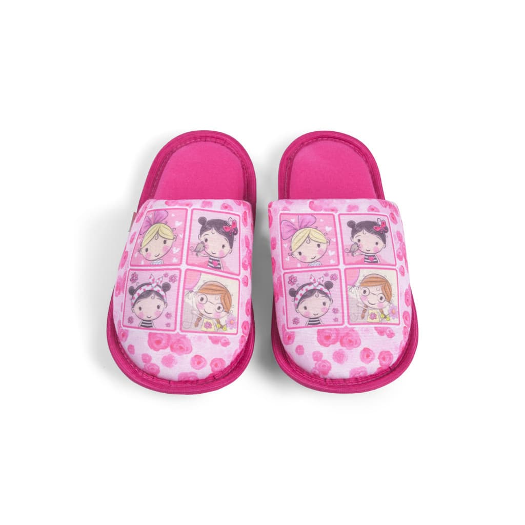 Pantufa Chinelo Infantil  Meia Malha 100% algodão  Estampa Meninas Divertidas