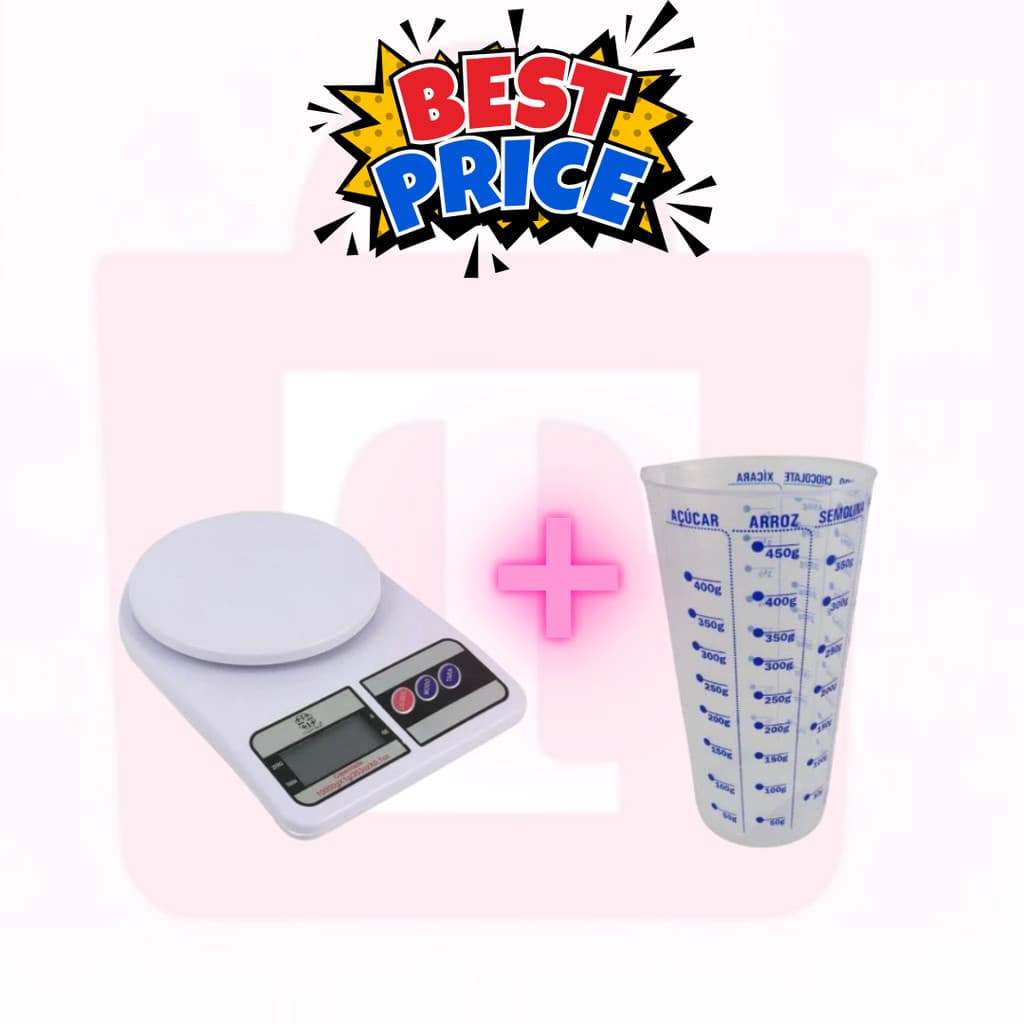Kit Balança Digital + Copo de medidor