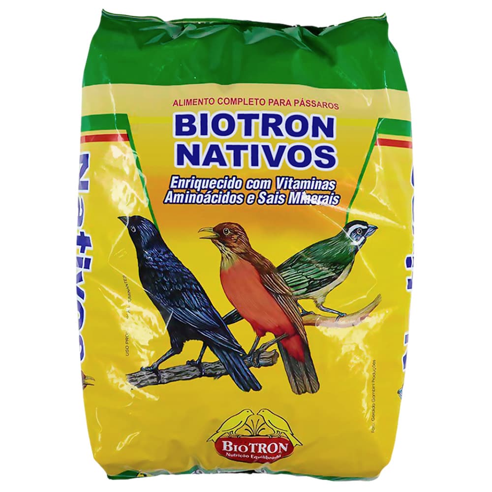 Ração para Pássaro Preto, Sabiá, Trinca Ferro Extrusada Aroma Banana Biotron Nativos 5 kg