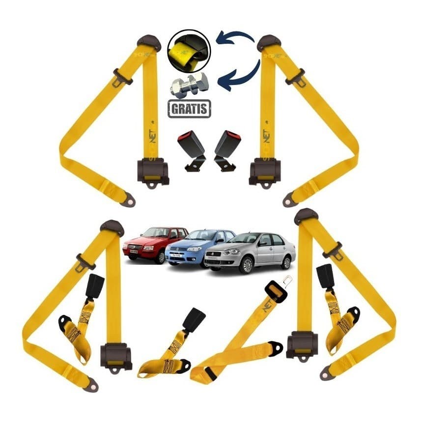 Kit Cinto Segurança Uno/palio/siena 4 Portas Completo - Gt