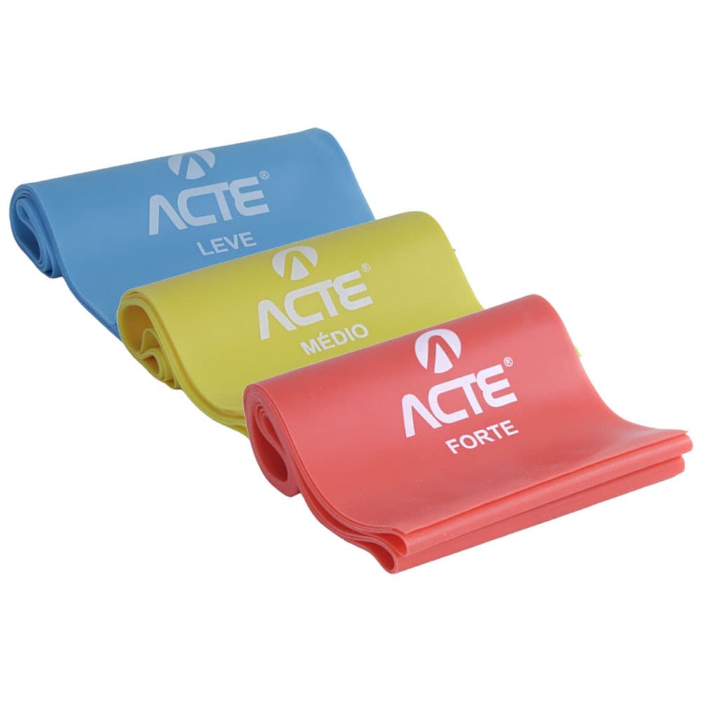 Kit 3 Faixa Elástica Band 150cmx12cm Acte Leve,médio E Forte