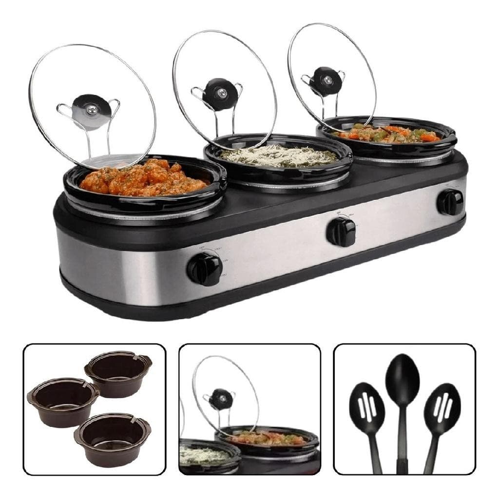 Panela Elétrica Triplo Buffet Rechaud 3 Cubas C/ 2,4 L Inox- 110 V