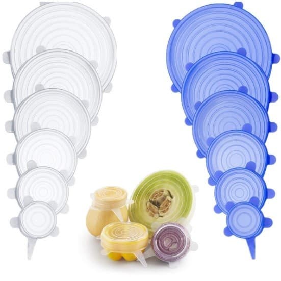 Kit 6 Tampas Silicone, Tampa panela Elastica Reutilizável Elástica para Potes Tapoer Cozinha Flexivel