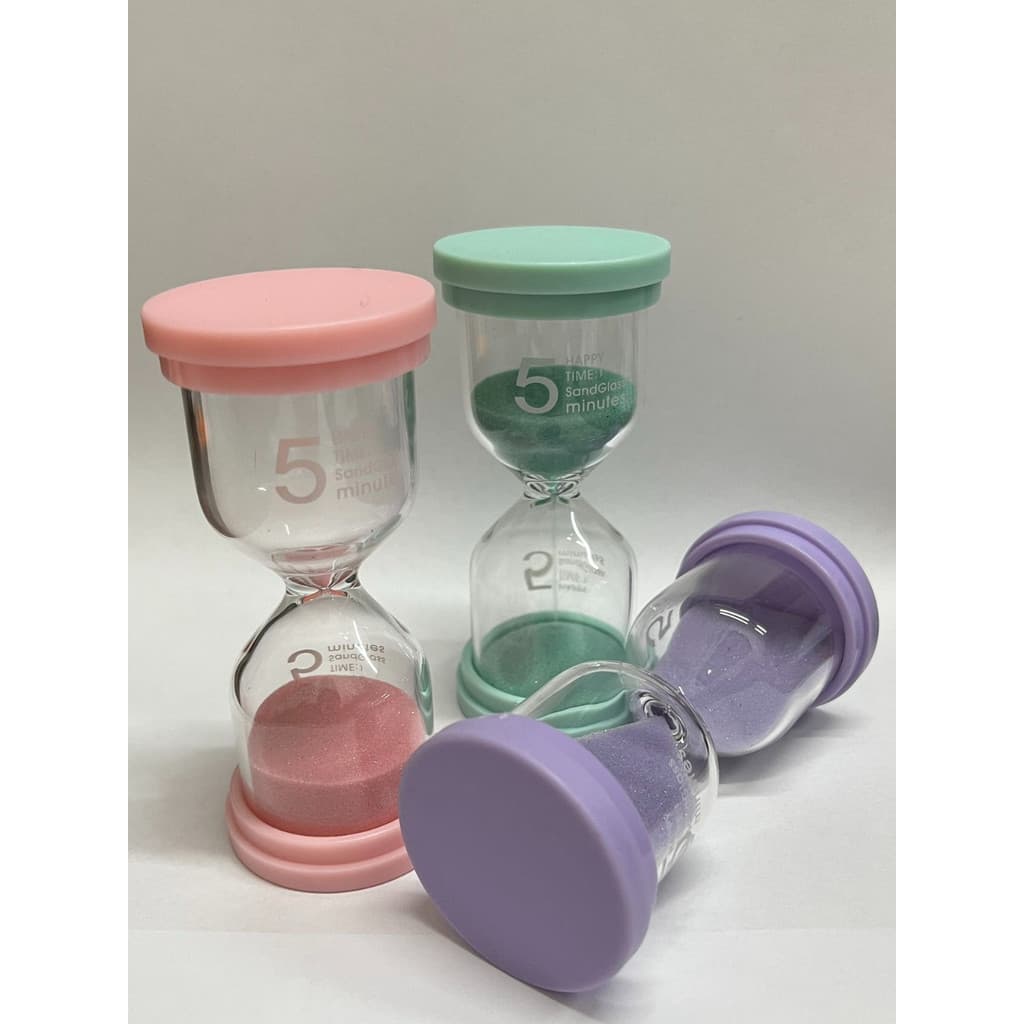 AMPULHETA DE VIDRO COM TAMPA PLASTICO-5 MINUTO