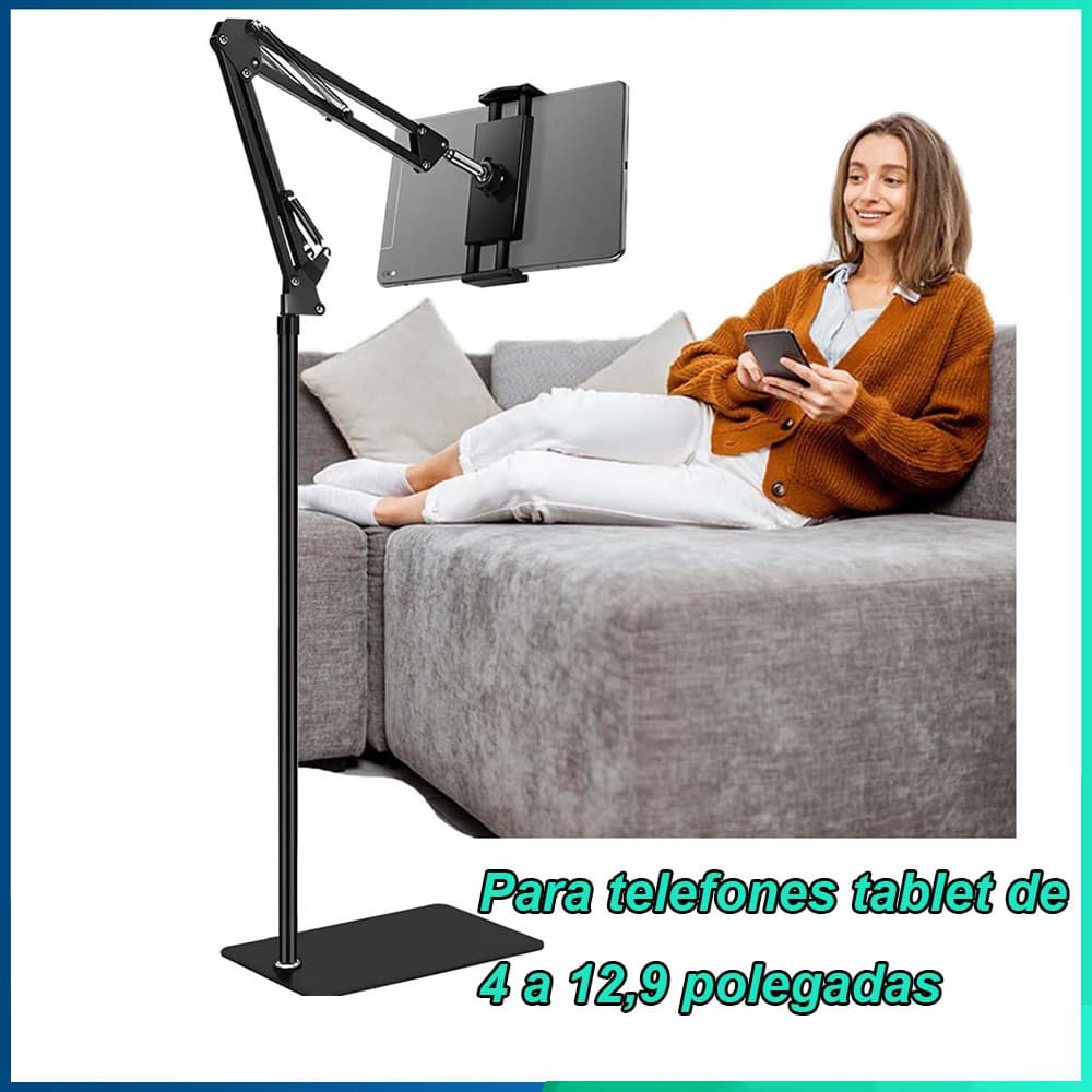 Suporte de chão para Tablet de celular em aço carbono + ABS adequado para estável de 4 a 12.9 polegadas ajustável