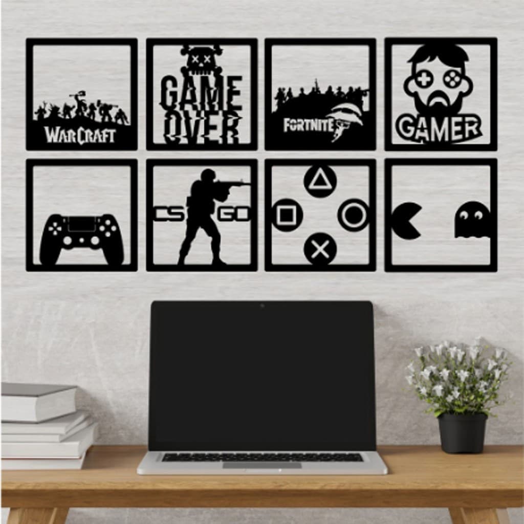 Kit 8 Quadro Decorativo Gamer Decoração para Quarto Gamer Seu Setup Gamer Perfeito