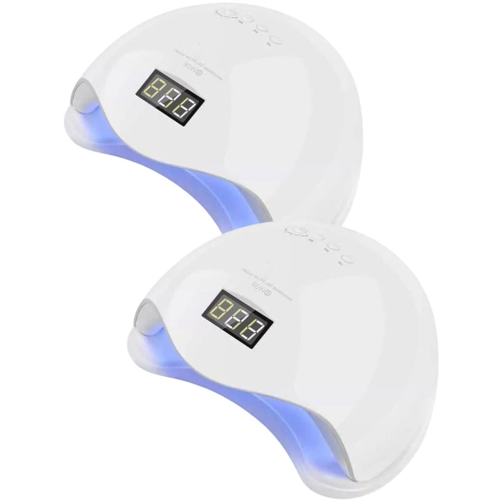 2x Cabine de LED UV Sun 5 Digital 48w Unha Gel Acrigel Secagem Rápida Branca Rosa