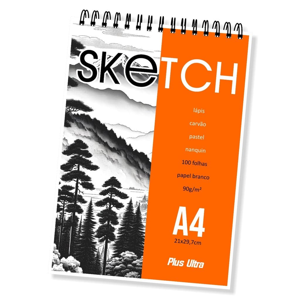 Sketchbook Caderno Desenho Sketch Plus Ultra 90g c/ 100 folhas