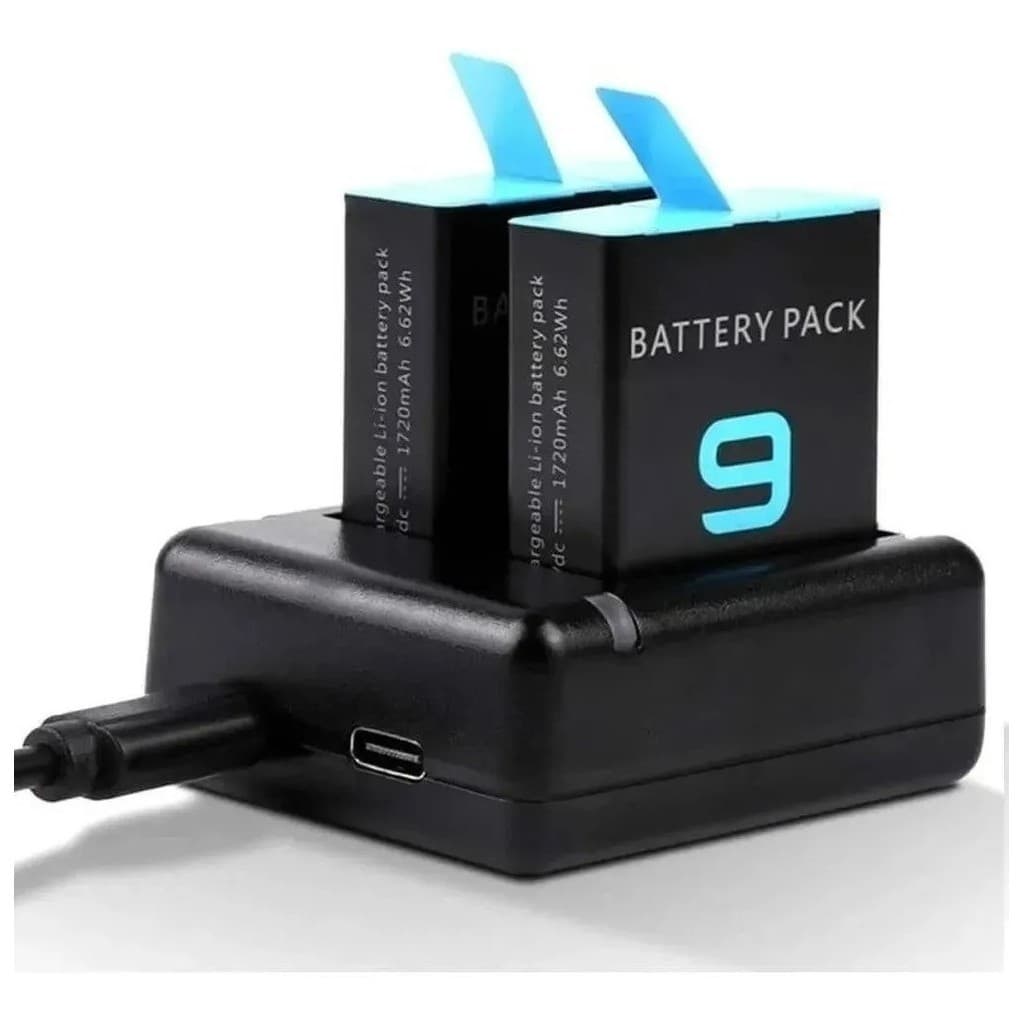 Kit Carregador Duplo Duas Baterias P/ Gopro Hero9  Hero10 11 12
