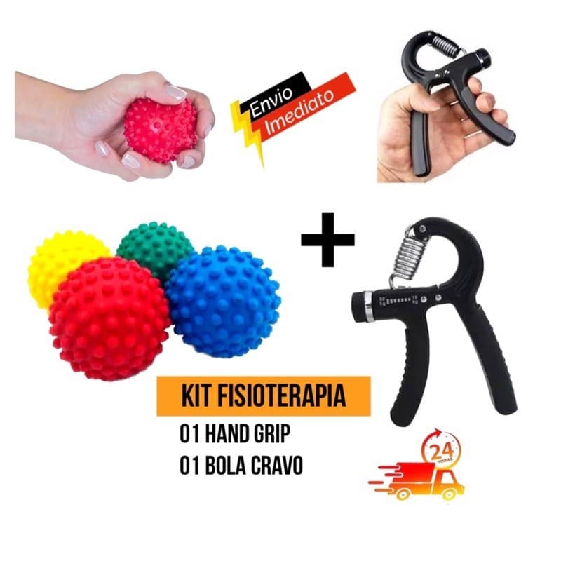 KIT Fortalecedor de Mão e Antibraço HandGrip + Bolinha Fisio