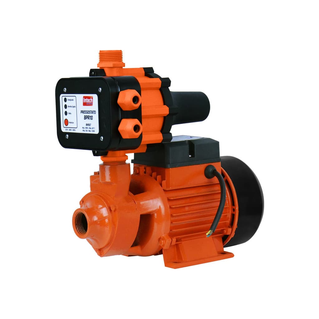 Bomba Pressurizadora de 1/2 CV com Pressostato Eletrônico BP500 1/2 HP + BPR10 Intech Machine 220V