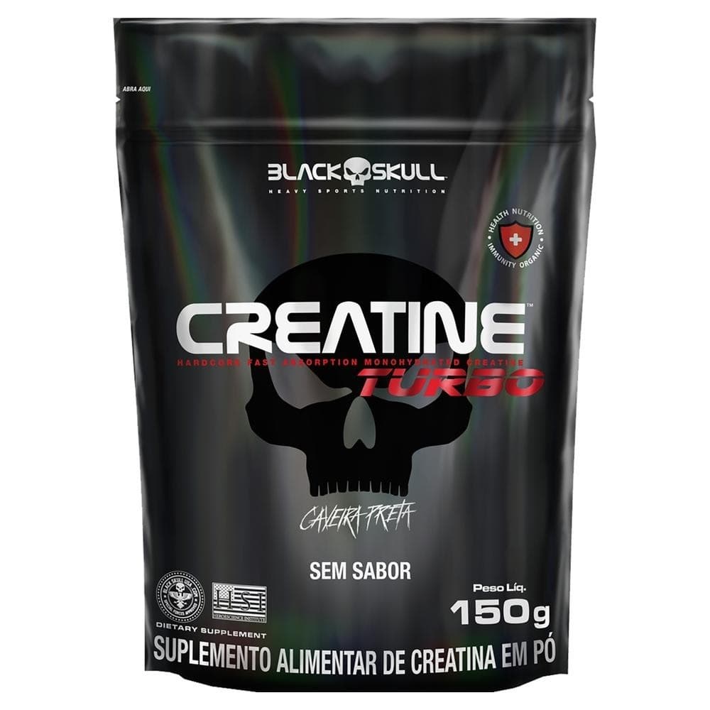 Creatina Turbo Black Skull Stand Up Pouch Sem Sabor 150g