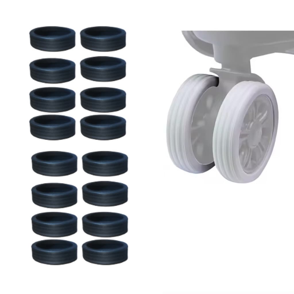 Kit 16 Capas de roda protetora para mala bagagem rodas silenciosas de silicone